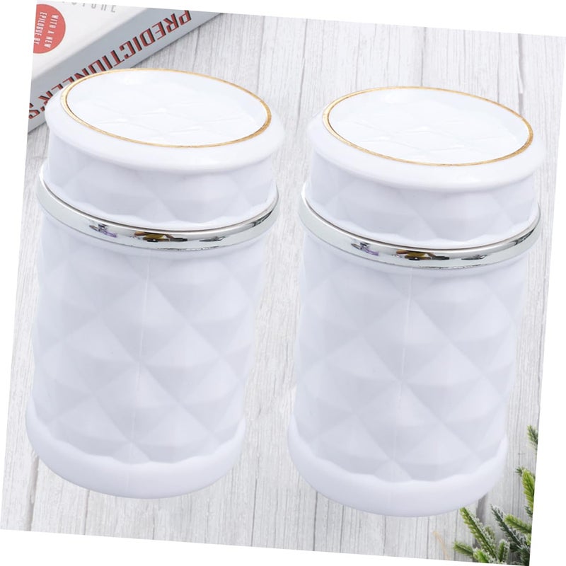 2Pcs White Non Slip Auto LED Ashtray with Lid Smokeless Portable Car Trash Holder - Image 4