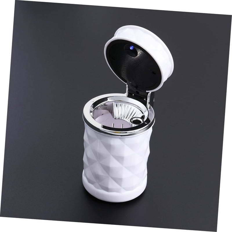 2Pcs White Non Slip Auto LED Ashtray with Lid Smokeless Portable Car Trash Holder - Image 3