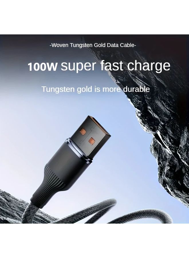 كابل USB-C للشحن السريع بطول 150 سم بقوة 100 واط، كابل منسوج من النايلون من نوع C إلى USB-C - Image 5