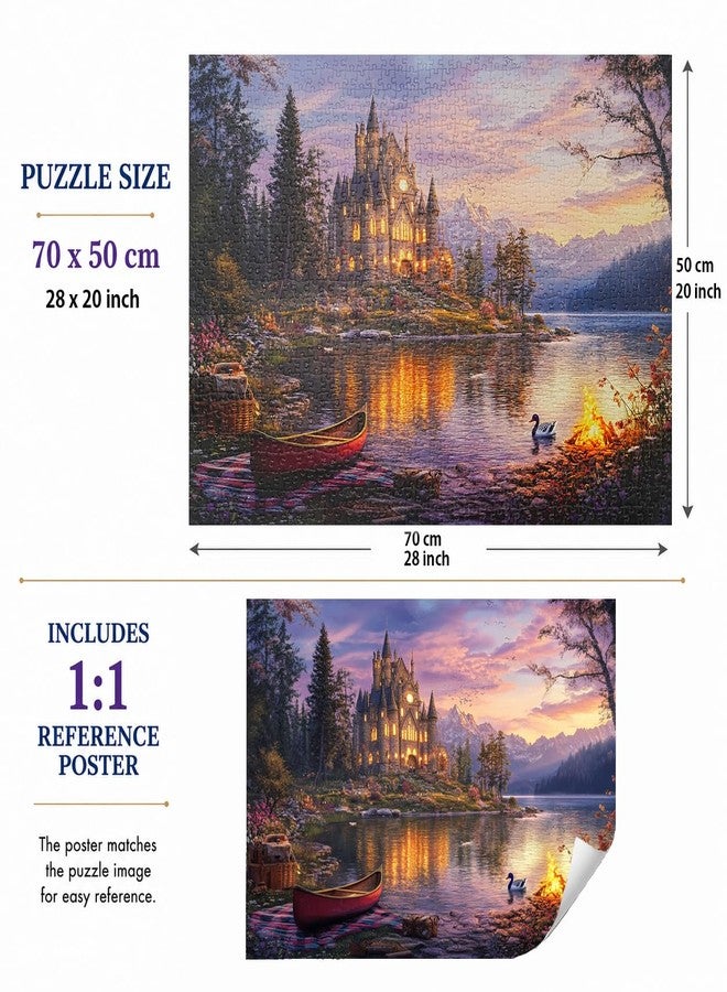 Yunlus Jigsaw Puzzles for Adults 1000 Pieces Twilight Castle Impossible Hard Difficult Challenging Puzzles for Adults Teens 1000pc Reflections Lake Jigsaw Puzzle 1000 Pieces 28 x 20 inch - Image 4