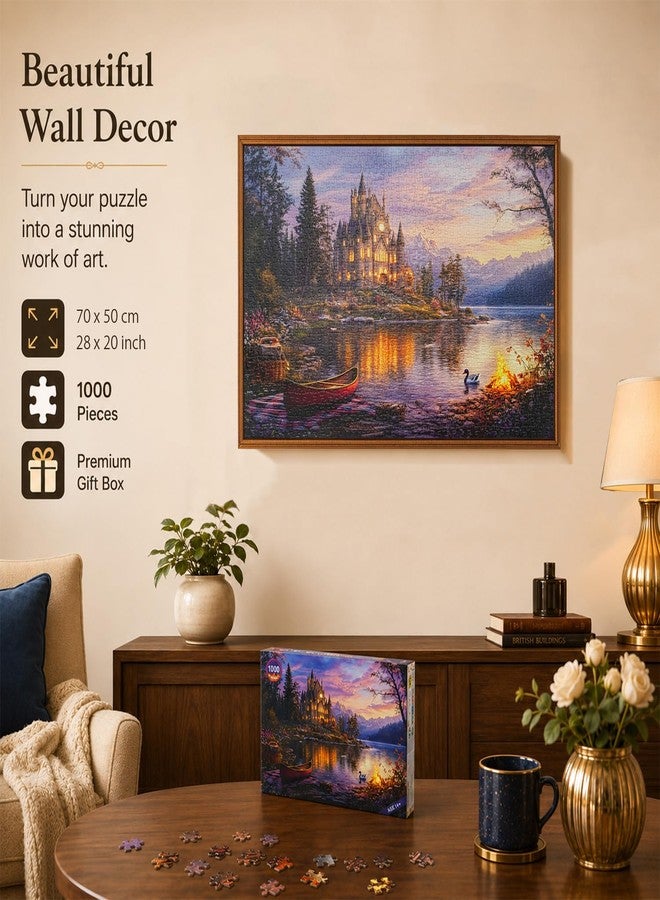 Yunlus Jigsaw Puzzles for Adults 1000 Pieces Twilight Castle Impossible Hard Difficult Challenging Puzzles for Adults Teens 1000pc Reflections Lake Jigsaw Puzzle 1000 Pieces 28 x 20 inch - Image 3