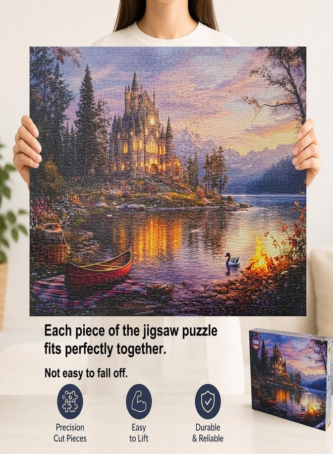 Yunlus Jigsaw Puzzles for Adults 1000 Pieces Twilight Castle Impossible Hard Difficult Challenging Puzzles for Adults Teens 1000pc Reflections Lake Jigsaw Puzzle 1000 Pieces 28 x 20 inch - Image 2
