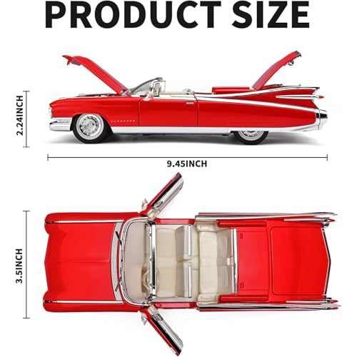 DEUSON ECOM 1:24 Scale Cadillac Eldorado Toy Car for Kids Diecast Metal Model Car Collection with Light Sound Pull Back Openable Door - Image 2