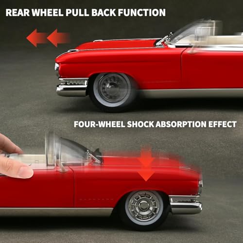 DEUSON ECOM 1:24 Scale Cadillac Eldorado Toy Car for Kids Diecast Metal Model Car Collection with Light Sound Pull Back Openable Door - Image 5
