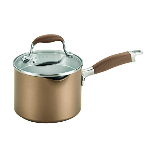 Anolon Advanced Hard Anodized Nonstick Sauce Pan/Saucepan with Straining and Lid, 2 Quart, Brown - Image 1