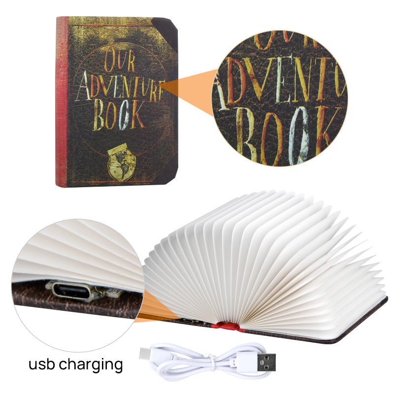 Let the Adventure Begin Mini Adventure Book Night Light,3D Folding Lamp&Three Different Lighting Options White/Yellow/Breathing Gradient Colors LED Book Lamp for Home Decor Birthday Gift,Inspired by'Up'Great Birthday Gift - Image 4