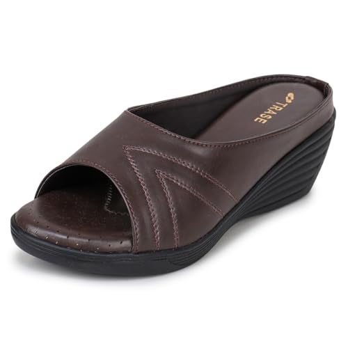 TRASE Magic Comfort Wedge Sandal for Women (Brown, 5 UK) - Image 1