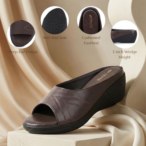 TRASE Magic Comfort Wedge Sandal for Women (Brown, 5 UK) - Image 2