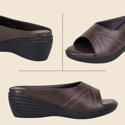 TRASE Magic Comfort Wedge Sandal for Women (Brown, 5 UK) - Image 4