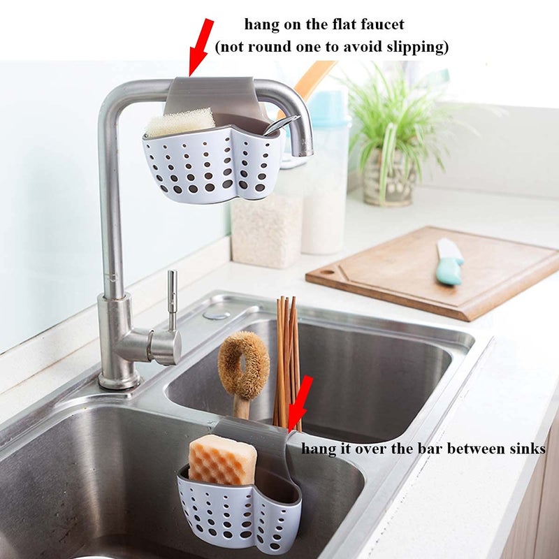 Eunion Sink Caddy Sponge Holder Soap Holder, Eunion Plastic Saddle Faucet Caddy Desk Organizer Pen Holder - Image 4