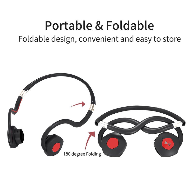 سماعة رأس بلوتوث بطوق حول الرقبة، و تعمل بتقنية التوصيل العظمي. أسود - Image 4