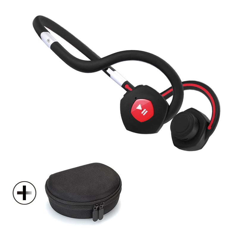 سماعة رأس بلوتوث بطوق حول الرقبة، و تعمل بتقنية التوصيل العظمي. أسود - Image 1