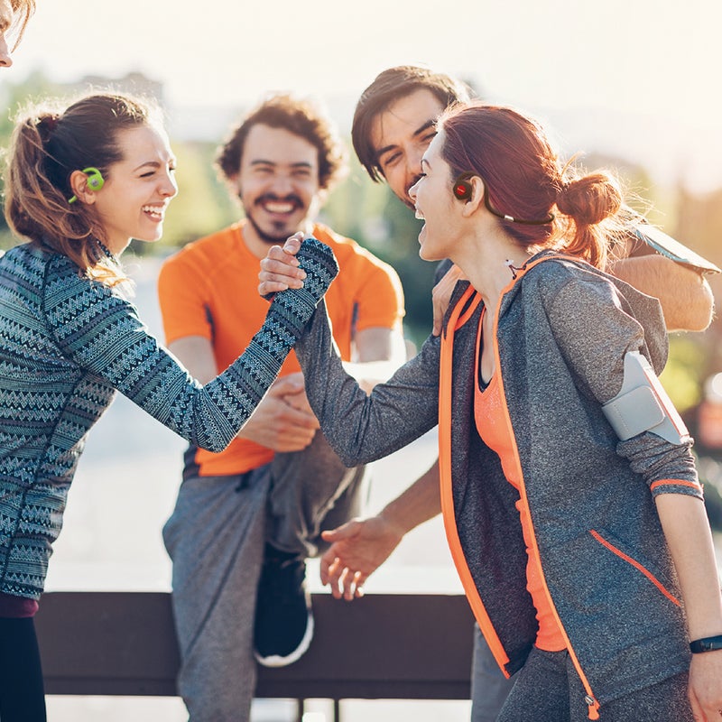 سماعة رأس بلوتوث بطوق حول الرقبة، و تعمل بتقنية التوصيل العظمي. أسود - Image 2