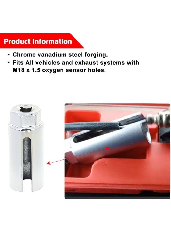 A ABIGAIL A ABIGAIL 5 PCS Automotive O2 Oxygen Sensor Socket Offset Wrench Remover Tool and Thread Chaser Tool  - Image 4