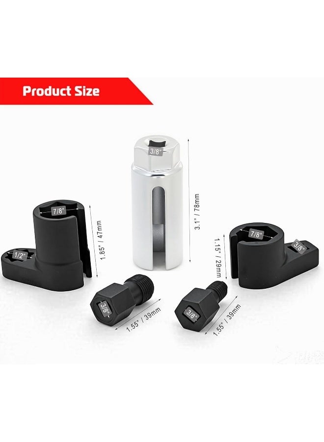 A ABIGAIL A ABIGAIL 5 PCS Automotive O2 Oxygen Sensor Socket Offset Wrench Remover Tool and Thread Chaser Tool  - Image 2