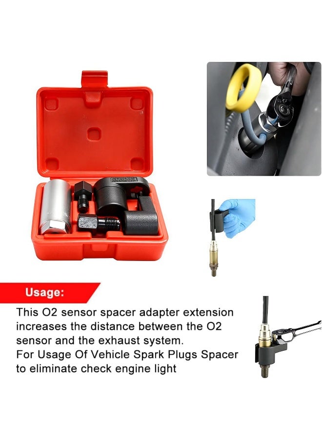 A ABIGAIL A ABIGAIL 5 PCS Automotive O2 Oxygen Sensor Socket Offset Wrench Remover Tool and Thread Chaser Tool  - Image 5