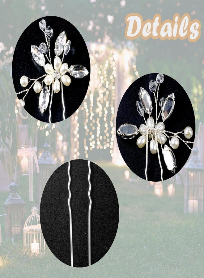 لابوهي 6 قطع من دبابيس شعر العروس، إكسسوارات شعر مرصعة بأحجار الراين للنساء، قطعة شعر زفاف كريستالية للعروس والفتيات ووصيفات العروس - Image 3