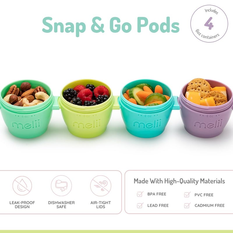melii Snap & Go Baby Food Storage Containers with lids, Snack Containers, Freezer Safe, 6 oz - 4 Pack, Original - Image 2