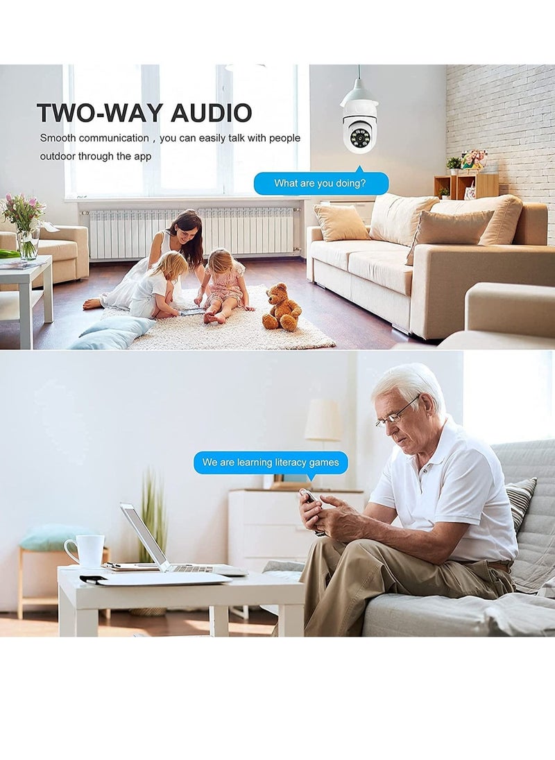 Generic - E27 Bulb 1080P 2.4GHz WiFi 360 Degree Panoramic Night Vision 2-Way Audio, Smart Motion Detection and Alarm Surveillance Cameras - Image 1