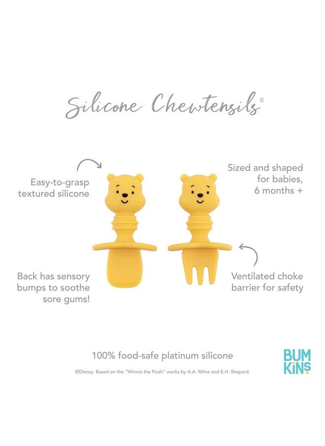 BUMKiNs Disney Baby Utensils Set Chewtensils Silicone Spoons For Dipping Selffeeding Baby Led Weaning Trainer Learning First Stage Stage Eating Fork And Spoon Babies 6 Months Winnie The Pooh  - Image 5