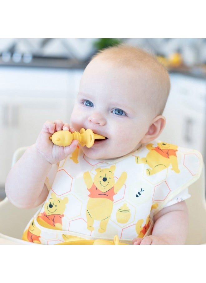 BUMKiNs Disney Baby Utensils Set Chewtensils Silicone Spoons For Dipping Selffeeding Baby Led Weaning Trainer Learning First Stage Stage Eating Fork And Spoon Babies 6 Months Winnie The Pooh  - Image 2