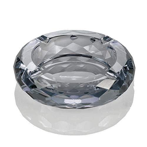 HOSTEESSCHOICE Crystal Glass Ashtray, Cigar Cigarettes Ashtray Holder Home Office Desktop Tabletop Decoration,Crystal Black - Image 1