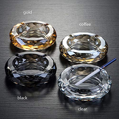 HOSTEESSCHOICE Crystal Glass Ashtray, Cigar Cigarettes Ashtray Holder Home Office Desktop Tabletop Decoration,Crystal Black - Image 2