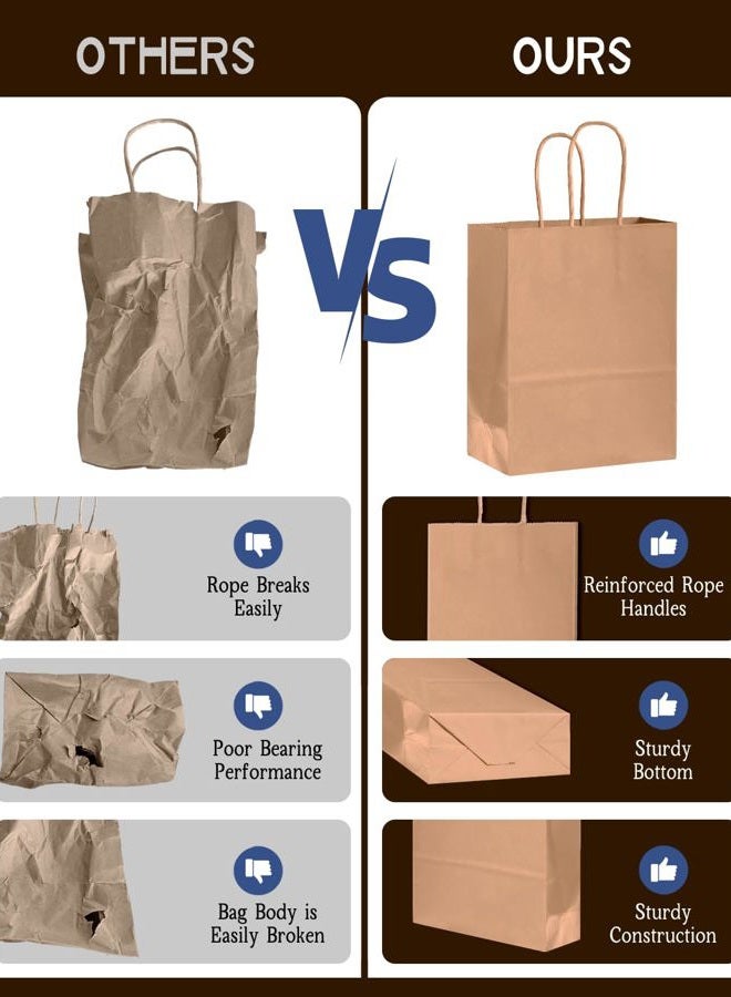 Bakepacker 30-Pack Medium Size Gift Paper Bags with Handles Bulk 10.6"x8.3"x4.3" Brown Party Kraft Shopping Bags - Image 4