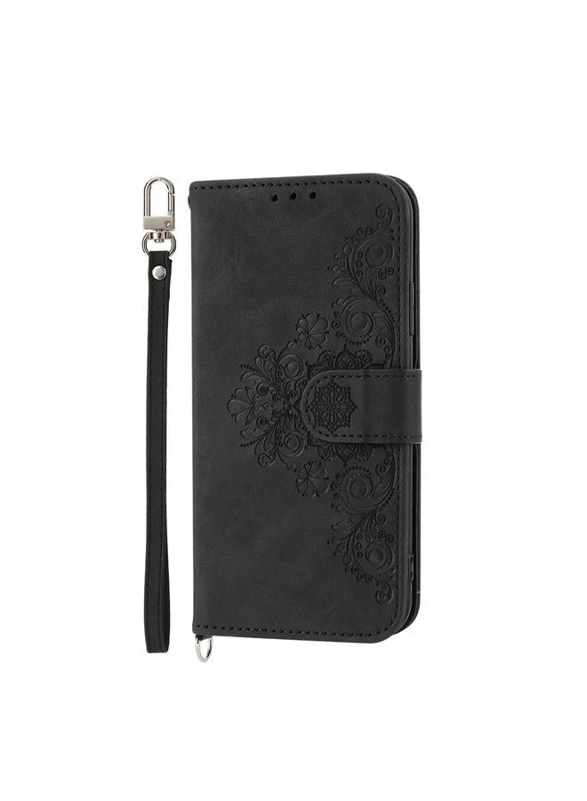 S-TOP Case For OnePlus Ace 3 / 12R Skin-feel Flowers Embossed Wallet Leather Phone Case - Image 2