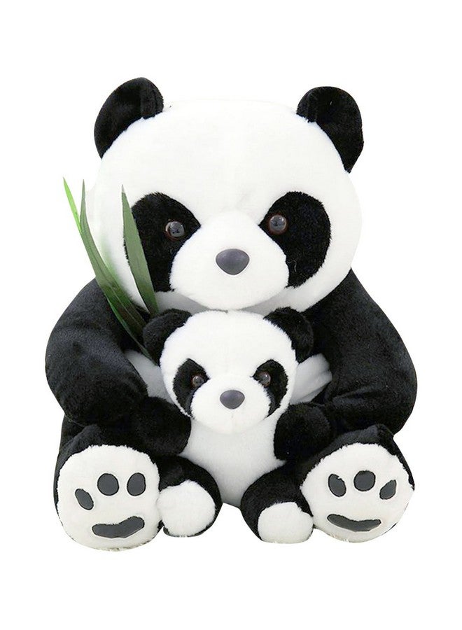تيكلز لعبة الباندا الأم مع طفل لطيف من القطيفة الناعمة على شكل حيوان للأطفال (اللون: أبيض وأسود، الحجم: 32 سم) - Image 1