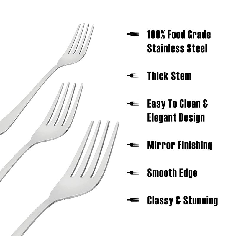 MARWALL 12 Piece Set Stainless Steel Table Fork Set Dinner Fork Set Medium Size Fork Contains 12 Table Fork Silver - Image 2