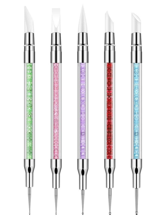 BTYMS 5 Pcs Silicone Nail Tool - Dotting Tool, Dual Tipped Nail Art Sculpture Pen, Brush - Image 1