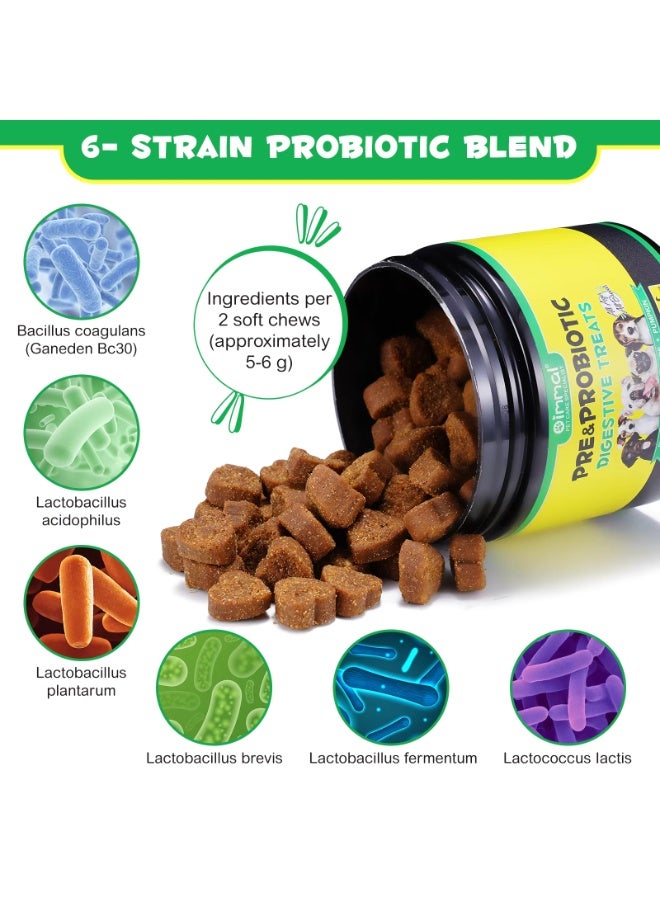 Oimmal 120Pcs Probiotics for Dogs 300G, Pre & Probiotic Digestive Treats for Dog with Pumpkin and Flaxseed Powder Support Gut Health, Itchy Ears, Dog Probiotics Treats for All Dogs 120 Soft Chews / Duck Flavor - Image 3