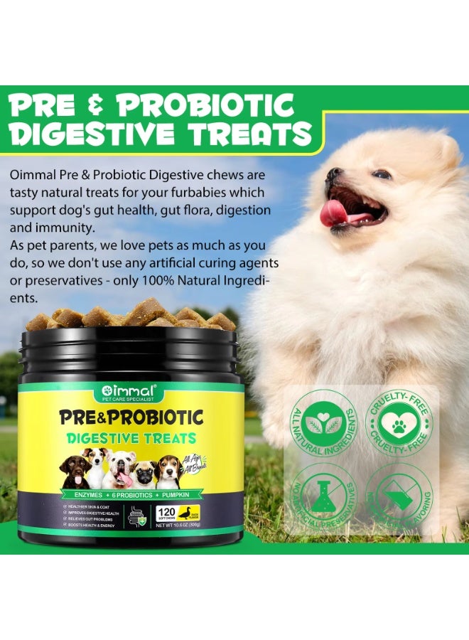 Oimmal 120Pcs Probiotics for Dogs 300G, Pre & Probiotic Digestive Treats for Dog with Pumpkin and Flaxseed Powder Support Gut Health, Itchy Ears, Dog Probiotics Treats for All Dogs 120 Soft Chews / Duck Flavor - Image 2
