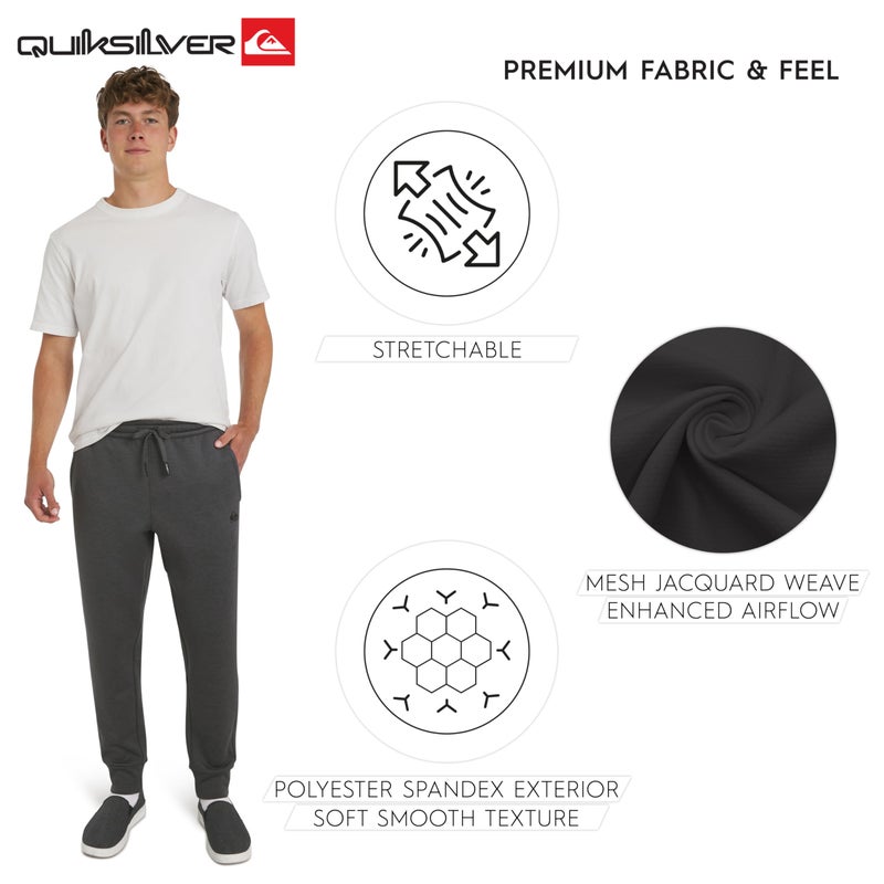 Quiksilver Men's Regular Fit Active Performance Heavyweight Jacquard Mesh and Polar Fleece Jogger Pants, Iron Gate, Large - Image 5