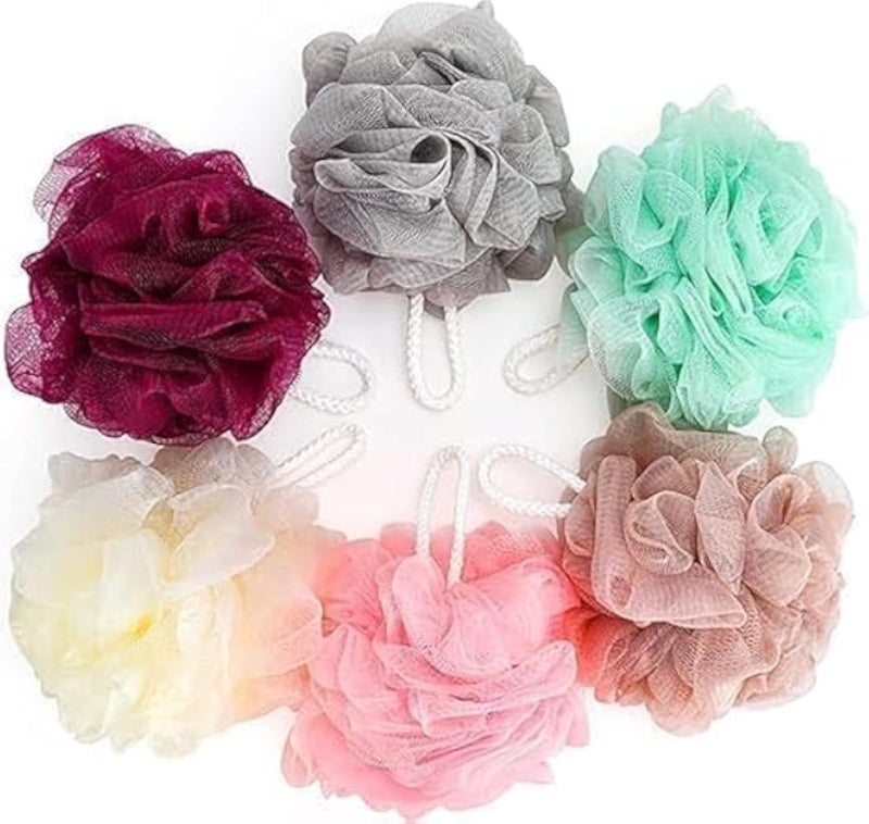 Bath Loofah - Bath Sponge for Adults - Multicolor Bath Sponge for Skin Cleansing - Comfortable and Soft Body Bath Loofah Pack of 6