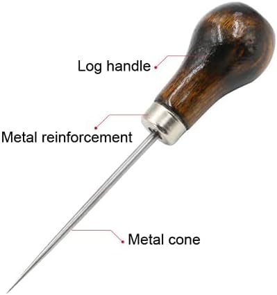 VIUJUH 2 Pack AwlGourd Shape Awl Tailors Awl Wood Handle Scratch Awl Sewing Awl Tool for Leather 2 Pack - Image 2
