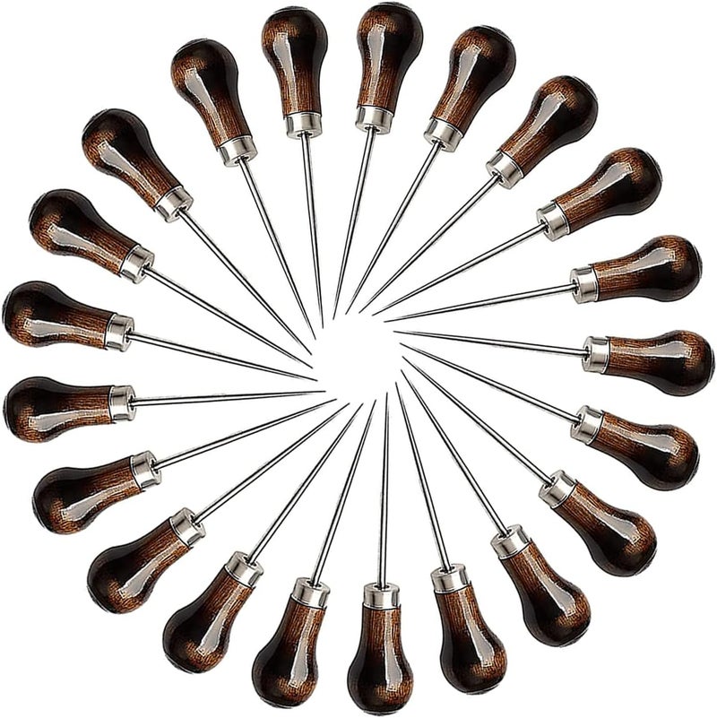 VIUJUH 2 Pack AwlGourd Shape Awl Tailors Awl Wood Handle Scratch Awl Sewing Awl Tool for Leather 2 Pack - Image 3