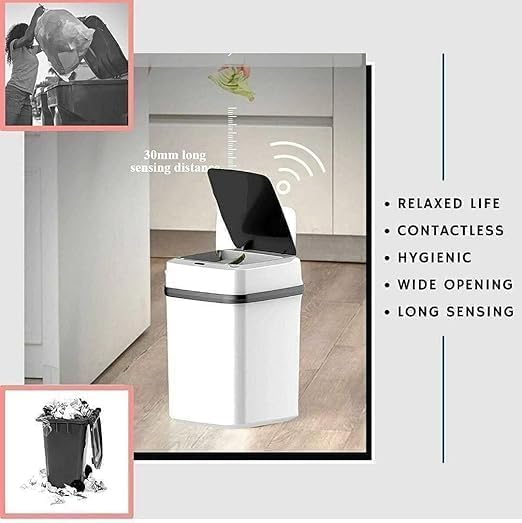 DREWIT STAR Touchless Stylish Motion Sensor Dustbin with Lid Automatic Plastic Trash Can for Outdoor Home Office Hotel Bathroom Kitchen - Image 4