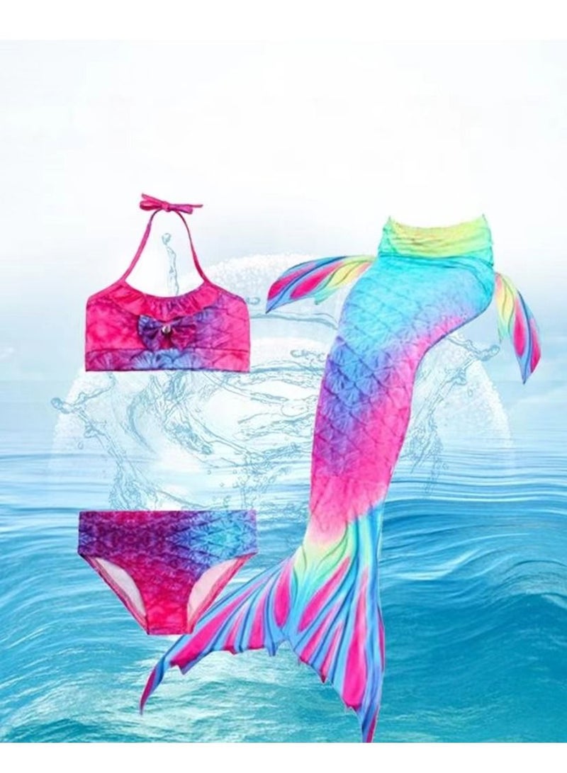 كول بيبي بدلة سباحة للفتيات من  مكونة من ثلاث قطع بذيل حورية البحر للأطفال (110 مقاس) - Image 3