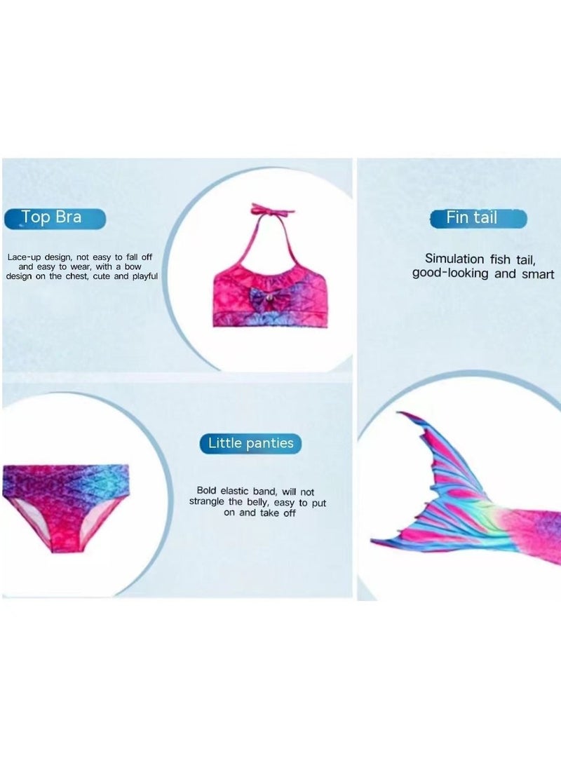 كول بيبي بدلة سباحة للفتيات من  مكونة من ثلاث قطع بذيل حورية البحر للأطفال (110 مقاس) - Image 2