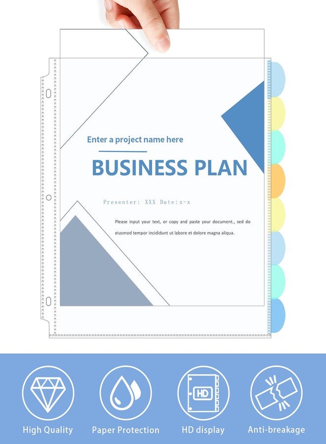 GAUENEEN 32 Pcs Clear Sheet Protectors with Tabs for 3 Ring Binder, Binder Dividers with 8 Tabs, Clear Plastic Notebook Page Dividers with Pockets, 4 Sets - Image 4