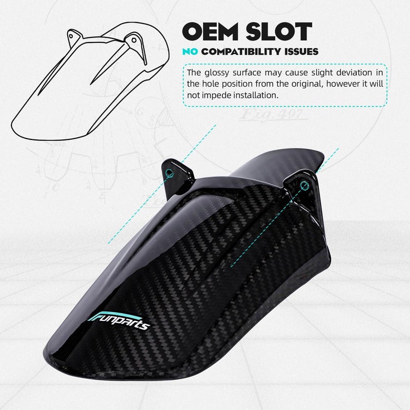 Funparts Carbon Fiber Rear Cushion Fender for Electric Dirt Bikes - Image 3
