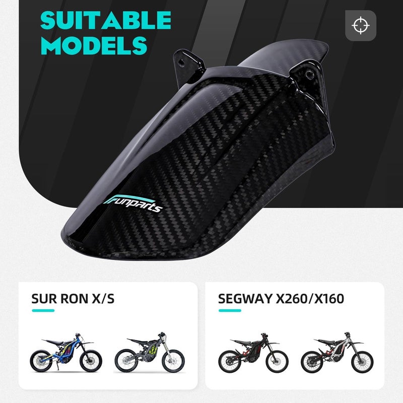 Funparts Carbon Fiber Rear Cushion Fender for Electric Dirt Bikes - Image 2