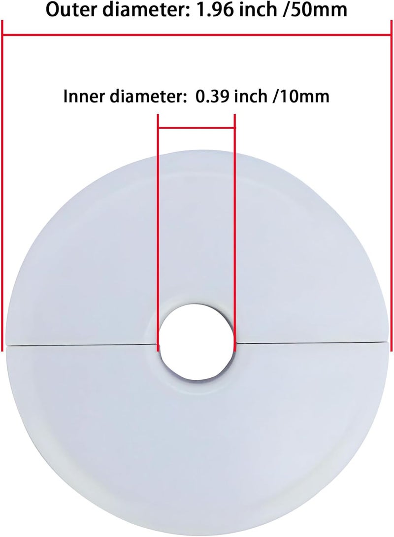 INDPROD Wall Split Flange 1 Pc, ABS Self-Adhesive tape Round Escutcheon Plate Cover, Design for 0.39"/10mm Diameter Pipe, Water Pipe Decoration Escutcheon Plate, Wall Hole Decoration Cover, White - Image 2
