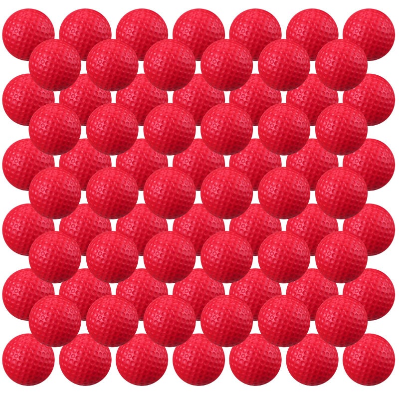 Junkin 80 Pcs Foam Golf Balls Rubber Practice Balls Realistic Feel and Flight Sport Training for Indoor or Outdoor Backyard Golf Training(Red) - Image 1