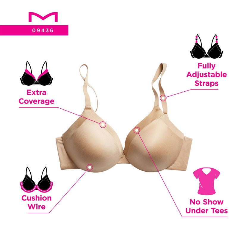 Maidenform Womens Comfort Devotion Underwire Bra, Full Coverage Convertible T-shirt Bras, Body Beige, 36B US - Image 5