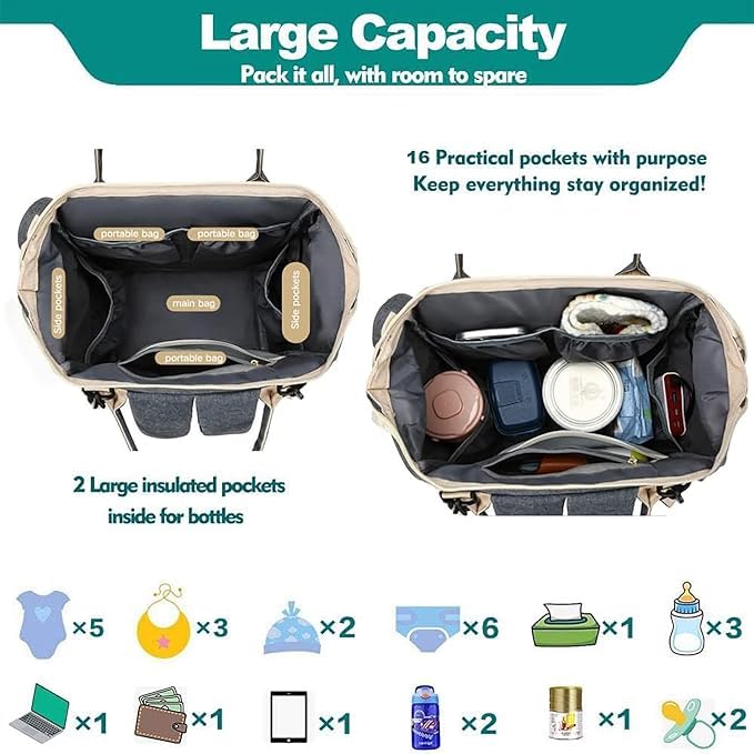 Winnies Diaper Bag for Mothers for Travel | Baby Diaper Bag Backpack with Insulated Bottle Pockets | Maternity Bags for Mother and Baby | Multi-Compartment Mother Bag (Blue) - Image 4