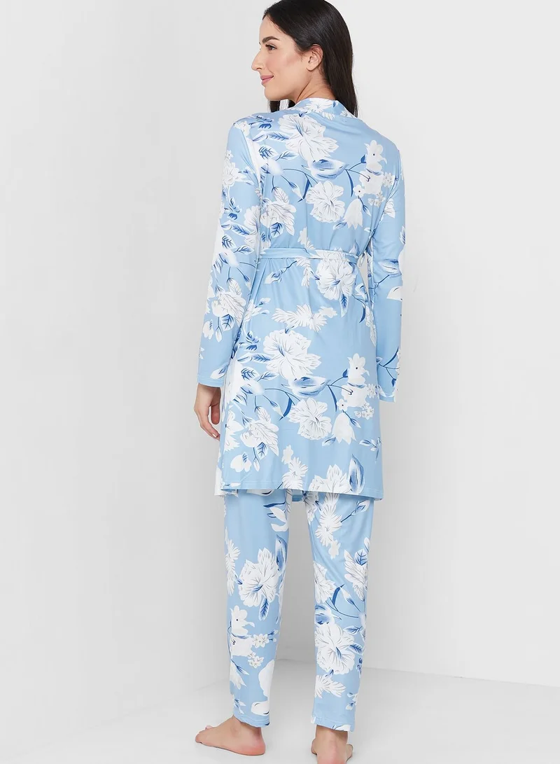 Khizana 3 Piece Printed Pyjama Set