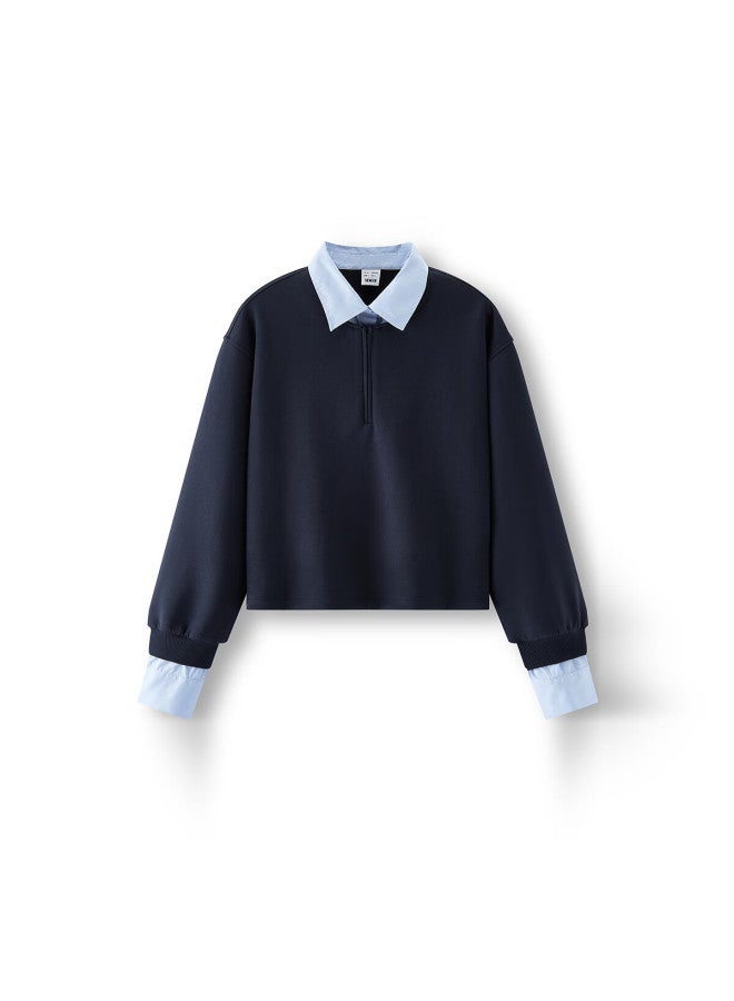 Semir Soft Cotton Women's Sweatshirt With Fake Two-piece Shirt Collar, Autumn College Style, Mall Version 101525116014 - Image 3